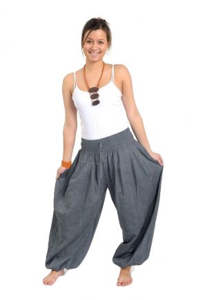 Pantalon elastique bouffant gris chine Kalika