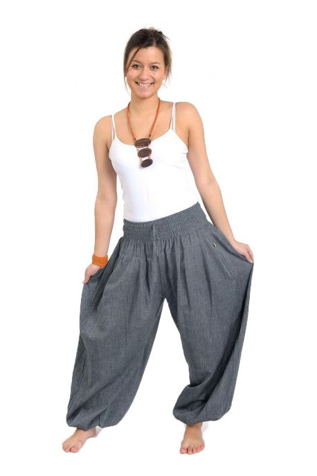 Pantalon elastique bouffant gris chine Kalika