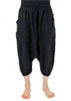 Sarouel pantacourt grande taille coton leger noir uni
