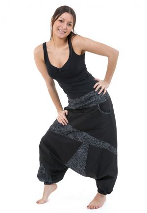 Sarouel mixte ethnique graphic noir et gris Windiz