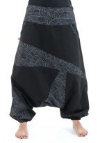 Sarouel mixte ethnique graphic noir et gris Windiz