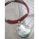CO609 collier nacre spiral metal fils et perles de verre