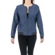 Veste style blouson teddy urban chic blue denim et jersey noir