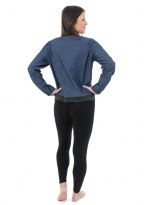 Veste style blouson teddy urban chic blue denim et jersey noir