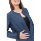 Veste style blouson teddy urban chic blue denim et jersey noir