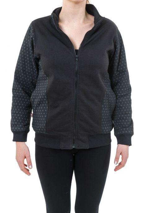 Blouson basique ethnique zip imprime geometric star noir gris