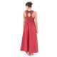 Robe ethnique longue rouge gris bretelles dos originales Sytalee