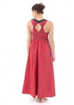 Robe ethnique longue rouge gris bretelles dos originales Sytalee