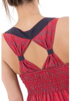 Robe ethnique longue rouge gris bretelles dos originales Sytalee