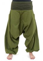 Pantalon sarwel mixte ethnique kaki imprime retro Nadehu
