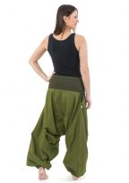 Pantalon sarwel mixte ethnique kaki imprime retro Nadehu