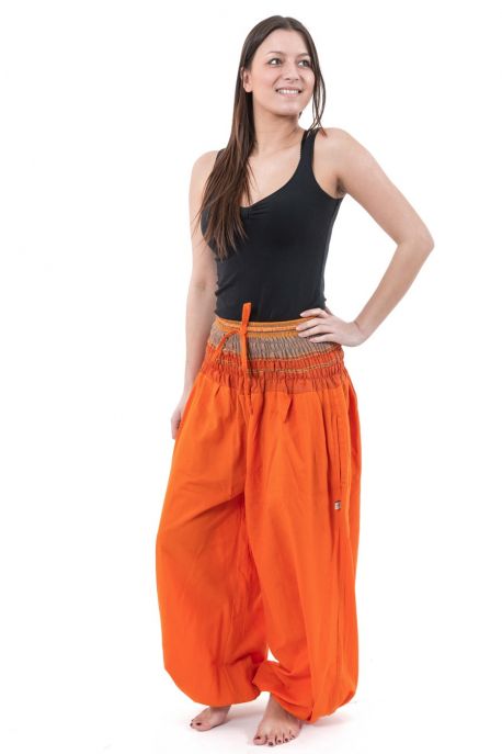 Pantalon sarouel babacool large smock orange sari brillant Miki
