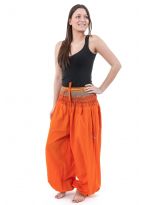 Pantalon sarouel babacool large smock orange sari brillant Miki