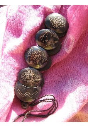 BR7016 bracelet os de buffle nepal symbol tibetain
