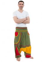 Sarouel elastique grande taille reggae babacool vert jaune rouge