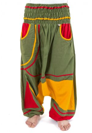 Sarouel elastique grande taille reggae babacool vert jaune rouge