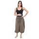 Pantacourt sarouel smocks coton chanvre fonce Hindou