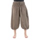 Pantacourt sarouel smocks coton chanvre fonce Hindou