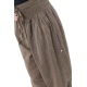 Pantacourt sarouel smocks coton chanvre fonce Hindou