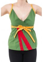 Top decollete V rouge jaune vert coton leger Summer style