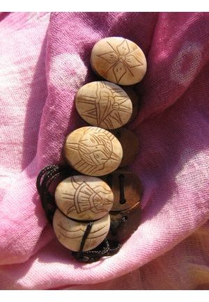 BR7081 bracelet os de buffle nepalais tibet creme