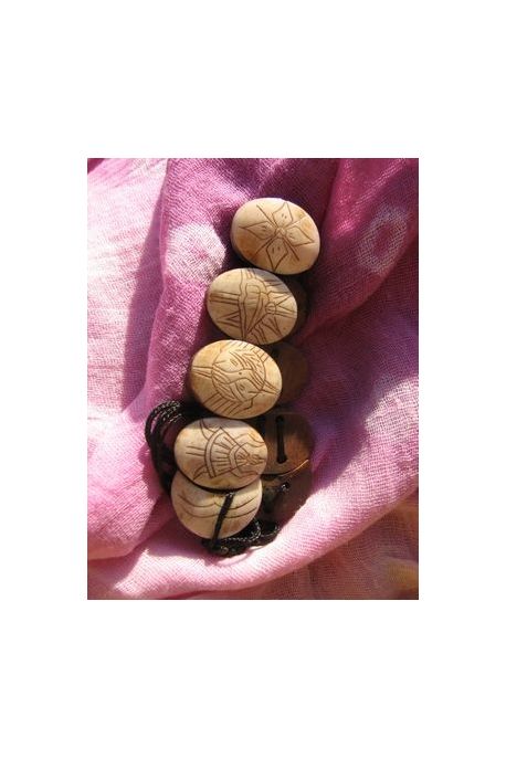 BR7081 bracelet os de buffle nepalais tibet creme
