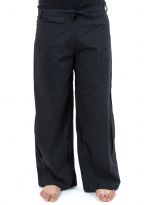 Pantalon mixte large droit basique coton leger noir uni Pyanta