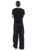 Pantalon mixte large droit basique coton leger noir uni Pyanta