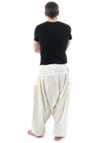 Pantalon sarwel Nepal zen homme femme coton leger creme Tara