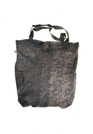 Sac tote bag coton imprimé ethnic babachic gris noir