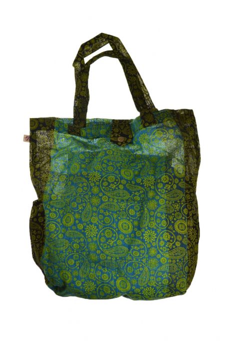 Sac tote bag coton imprime indian ethnic chic cachemire et fleurs