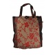 Sac tote bag coton imprimé Royal noir et gris imprime fleuri rouge