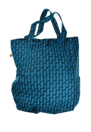 Sac tote bag coton imprimé ethnic keyword turquoise