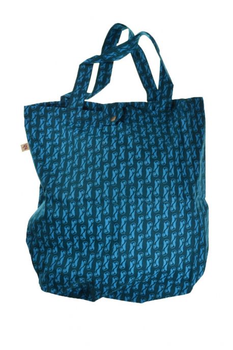 Sac tote bag coton imprimé ethnic keyword turquoise