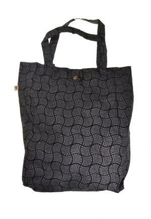 Sac tote bag coton imprimé ethnic gingko dream gris noir