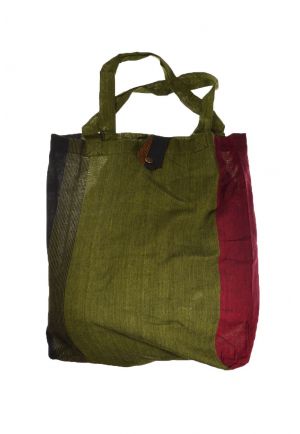Sac tote bag coton imprimé ethnic noir vert jaune rouge