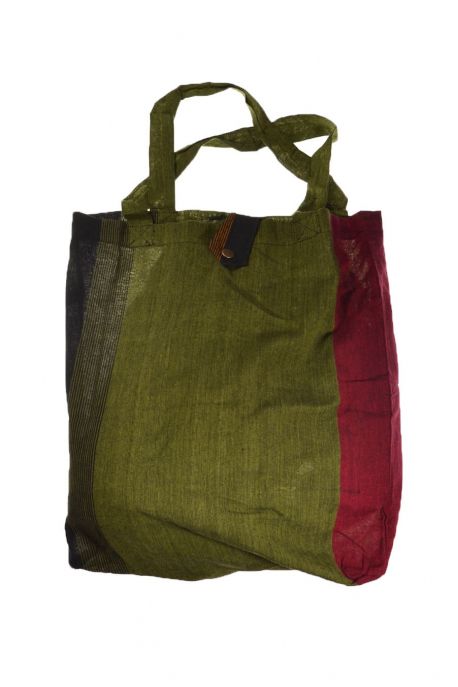 Sac tote bag coton imprimé ethnic noir vert jaune rouge