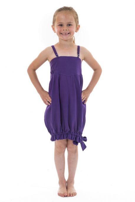 Robe bandeau smocke violette bretelles reglables Mini Svinah