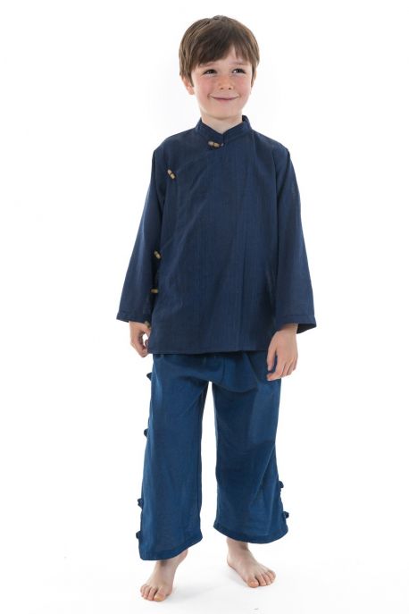 Chemise enfant ethnique bleu Bacca