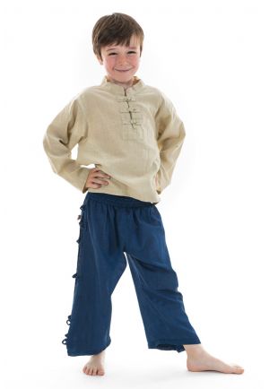 Chemise nepalaise enfant col mao chanvre Keta