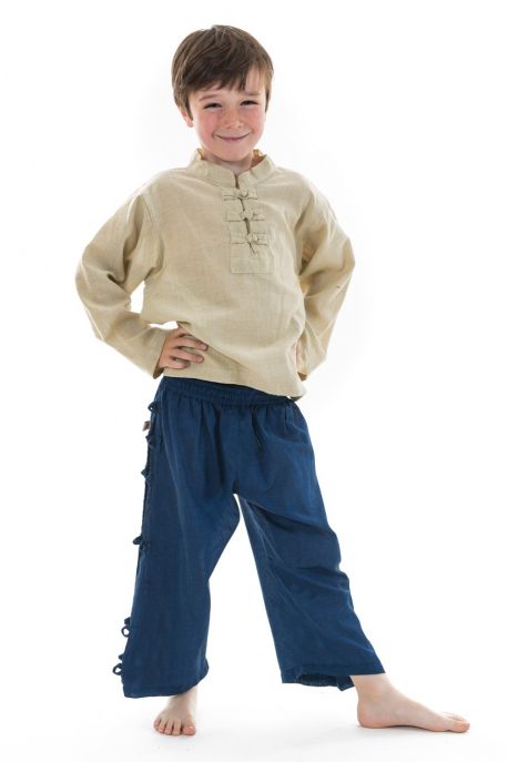 Chemise nepalaise enfant col mao chanvre Keta