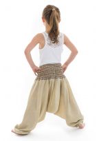 Pantalon enfant aladin ete creme chanvre Mini Ganesh