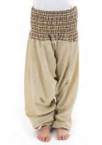 Pantalon enfant aladin ete creme chanvre Mini Ganesh