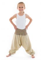 Pantalon enfant aladin ete creme chanvre Mini Ganesh