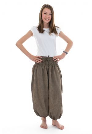 Sarouel ado smocks coton chanvre fonce Hindito
