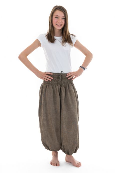 Sarouel ado smocks coton chanvre fonce Hindito