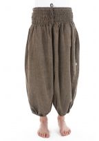 Sarouel ado smocks coton chanvre fonce Hindito