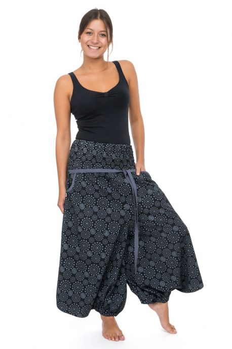 Sarouel jupe pantacourt femme ceinture elastique Kolami 