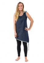 Tunique robe courte jean denim sans manche capuche de lutin Gina