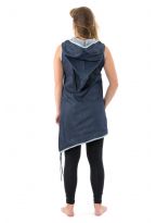 Tunique robe courte jean denim sans manche capuche de lutin Gina